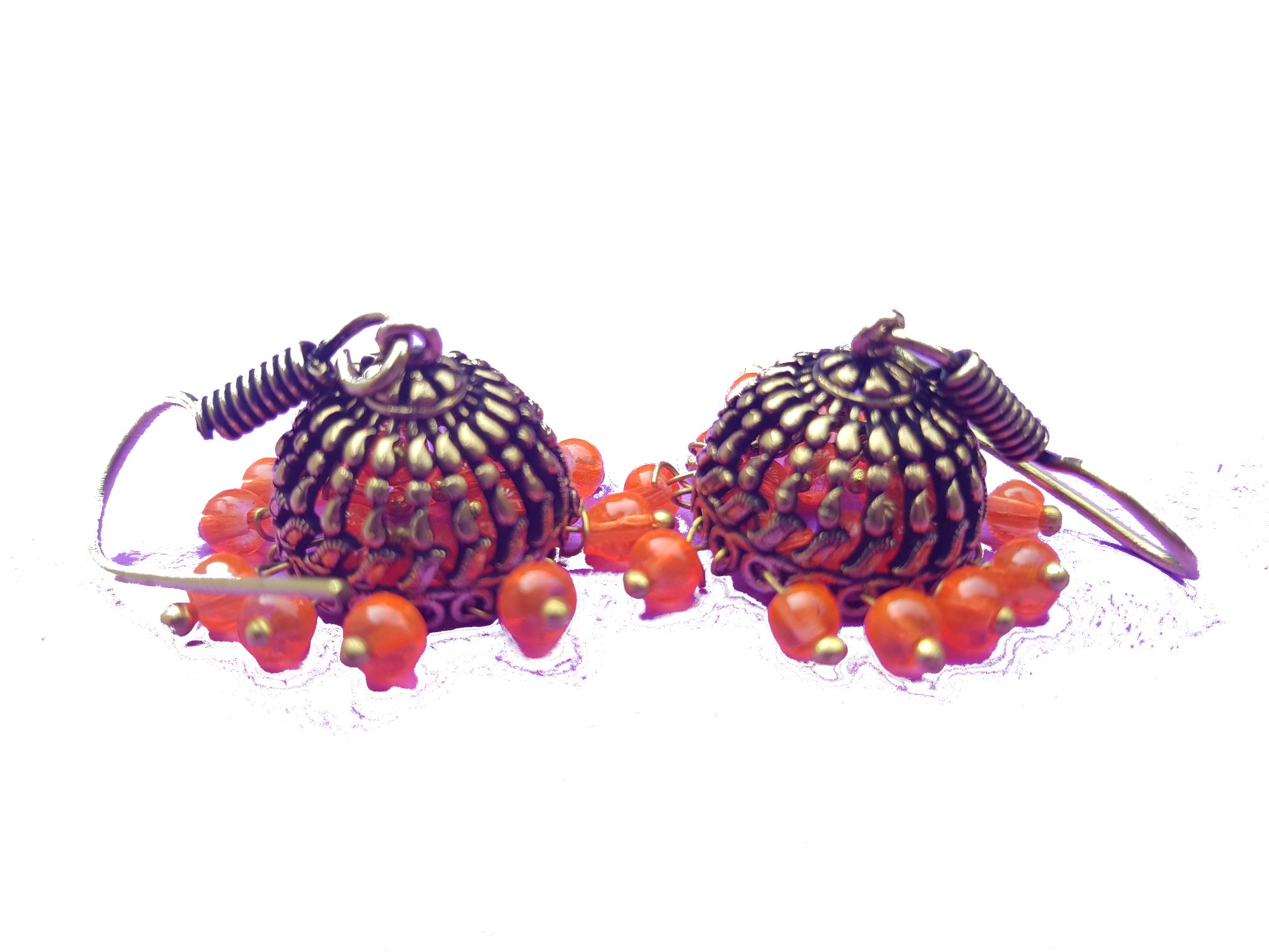 Large Bell Earrings w/ Colourful Dangles