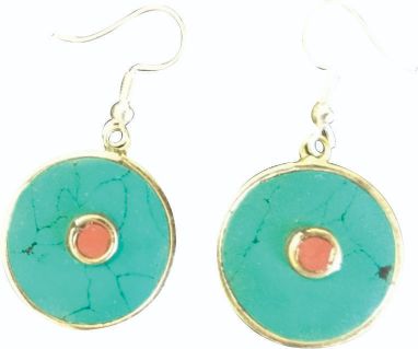 Synthetic Stone/Silver Earrings