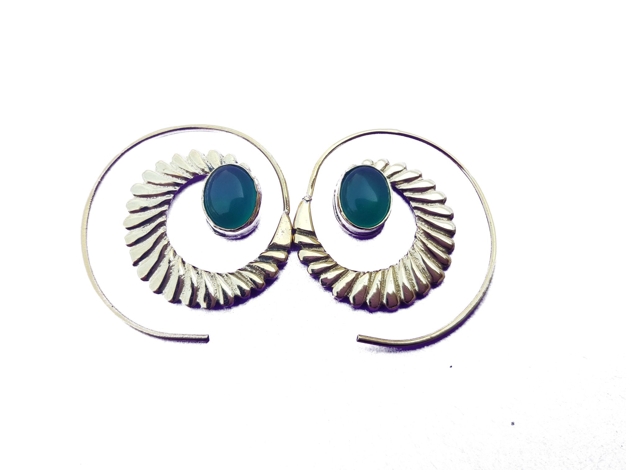 Spiral Earrings w/ Stone