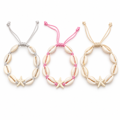 Bundles of 10 Cowrie Shell Bracelet with Star 
