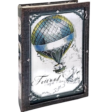 Large Mirror Lid Book Box with Dark Hot Air Balloon Design