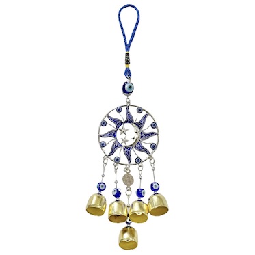 Sun, Star, and Moon Evil Eye Metal Hanging with Bells