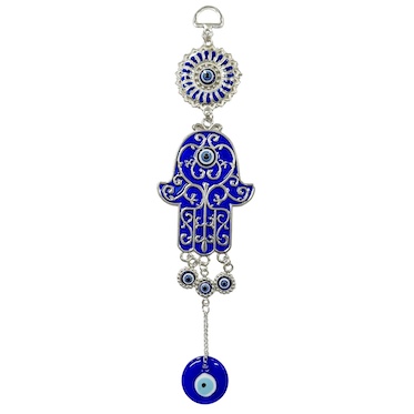 Packet of 12 Hamsa Evil Eye Metal Hangings