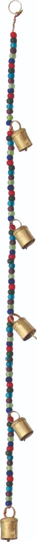String of 5 iron bells with beads.