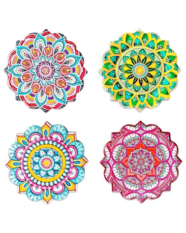 Embossed Ceramic Coasters (Set of 4) Assorted