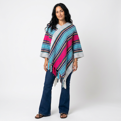 Stripey Acrylic V-Shape Poncho