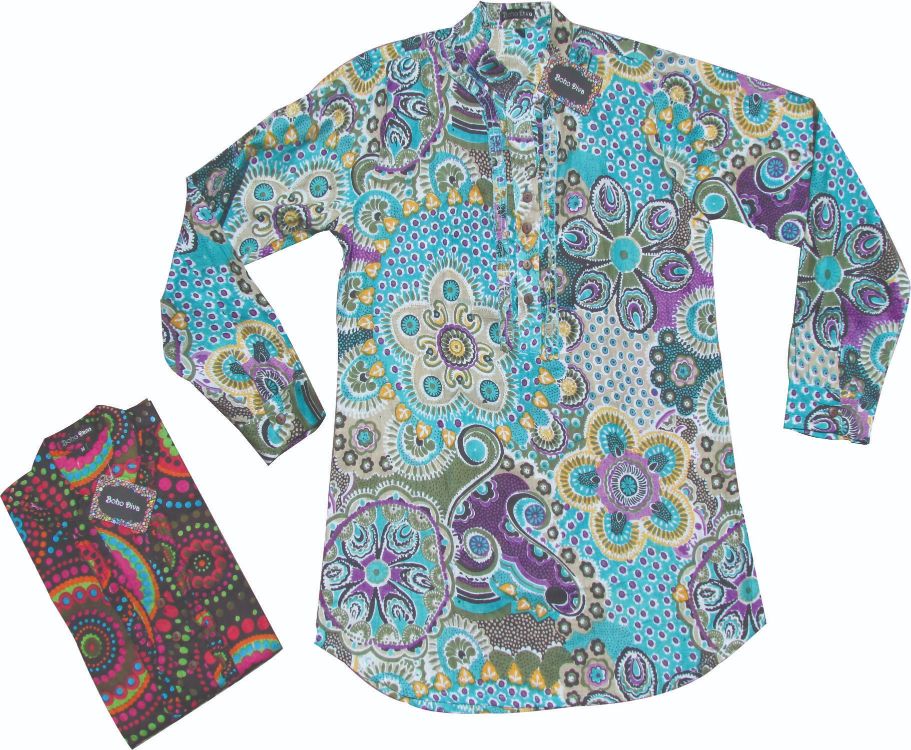 Frill neck button up blouse