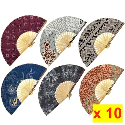 Packet of 10 XL Batik Fabric Fans 28cm