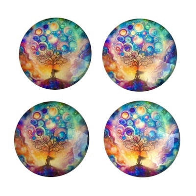 4 x 4cm Tree of Life Glass Fridge Magnets