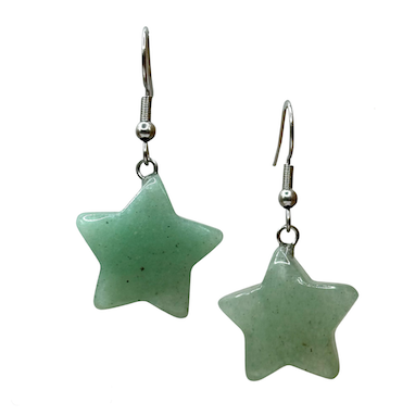 Green Aventurine Star Surgical Steel Earrings