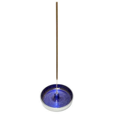 Aluminium Round Flat BLUE Incense Holder