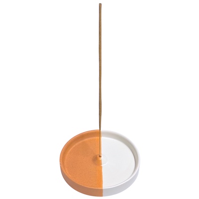 White/Clay Ceramic Round Incense Holder