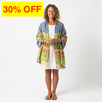 30% OFF - Viscose Shawls with Loops & Embroidery