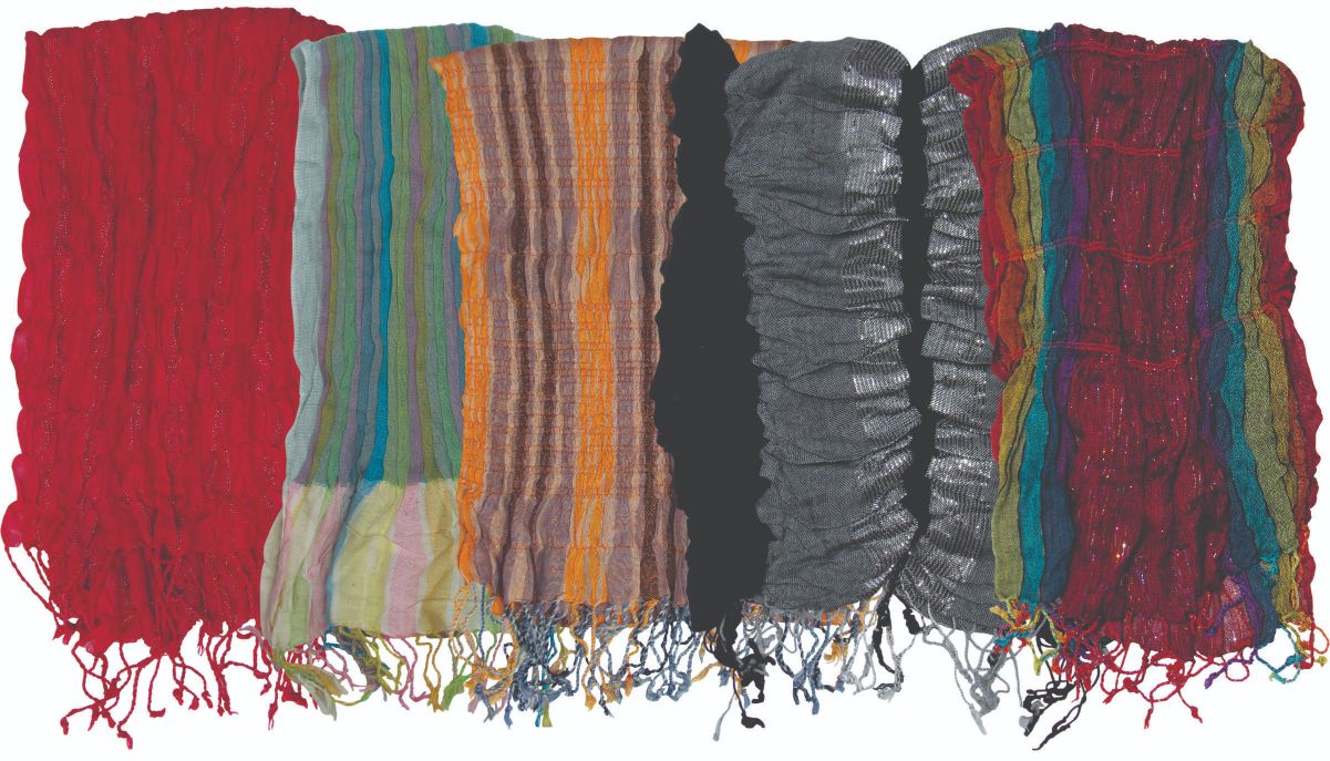 100 pcs Bouncy Elastic Scarves, Various Designs ($1.90 ea)