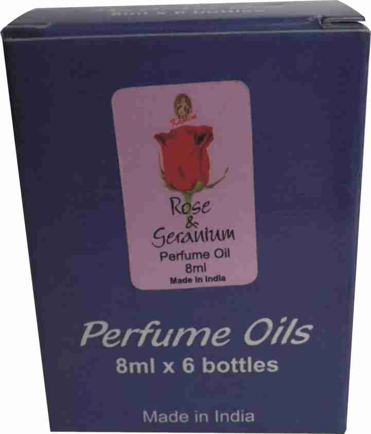 Kamini Rose & Geranium Perfume Oils Box Of 6