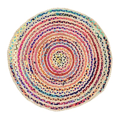 90cm Round Jute & Chindi Braided Rug