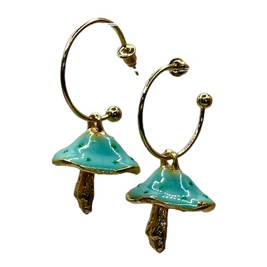 12 x Gold Finish Mushroom Metal Earrings