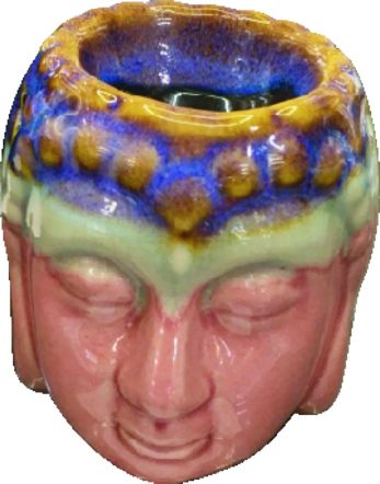 Ceramic multicolour buddha head oil burner