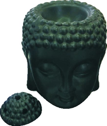 Ceramic buddha head with lid oil burner