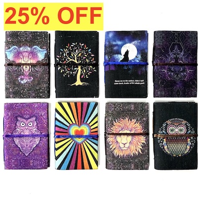 25% OFF - 4 x 6inch Digital Print Fabric Covered Tie-Up Diary