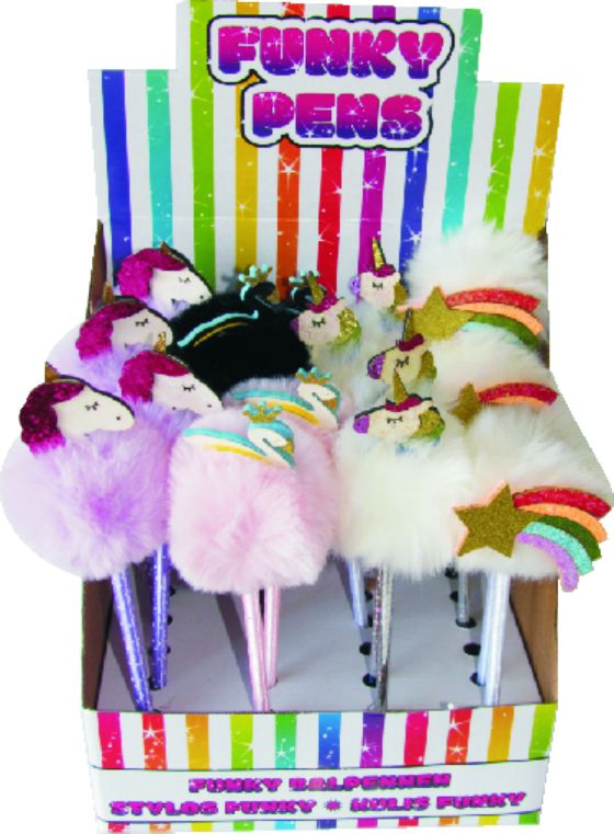Fluffy Unicorn Pens box of 12pcs