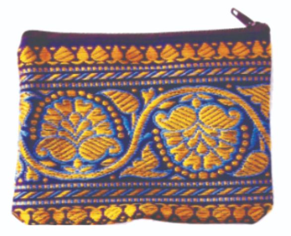 Zari (Golden Thread) trim purse with zip 