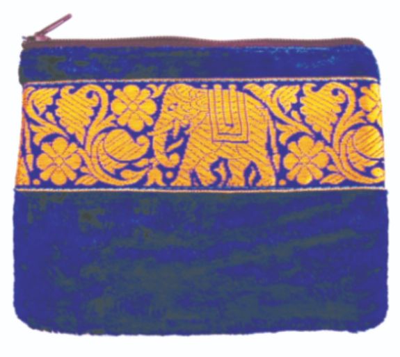 Velvet purse with zip