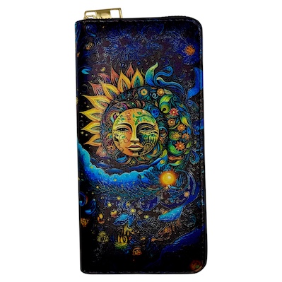 Colourful Sun Face Large Digital Print Purse