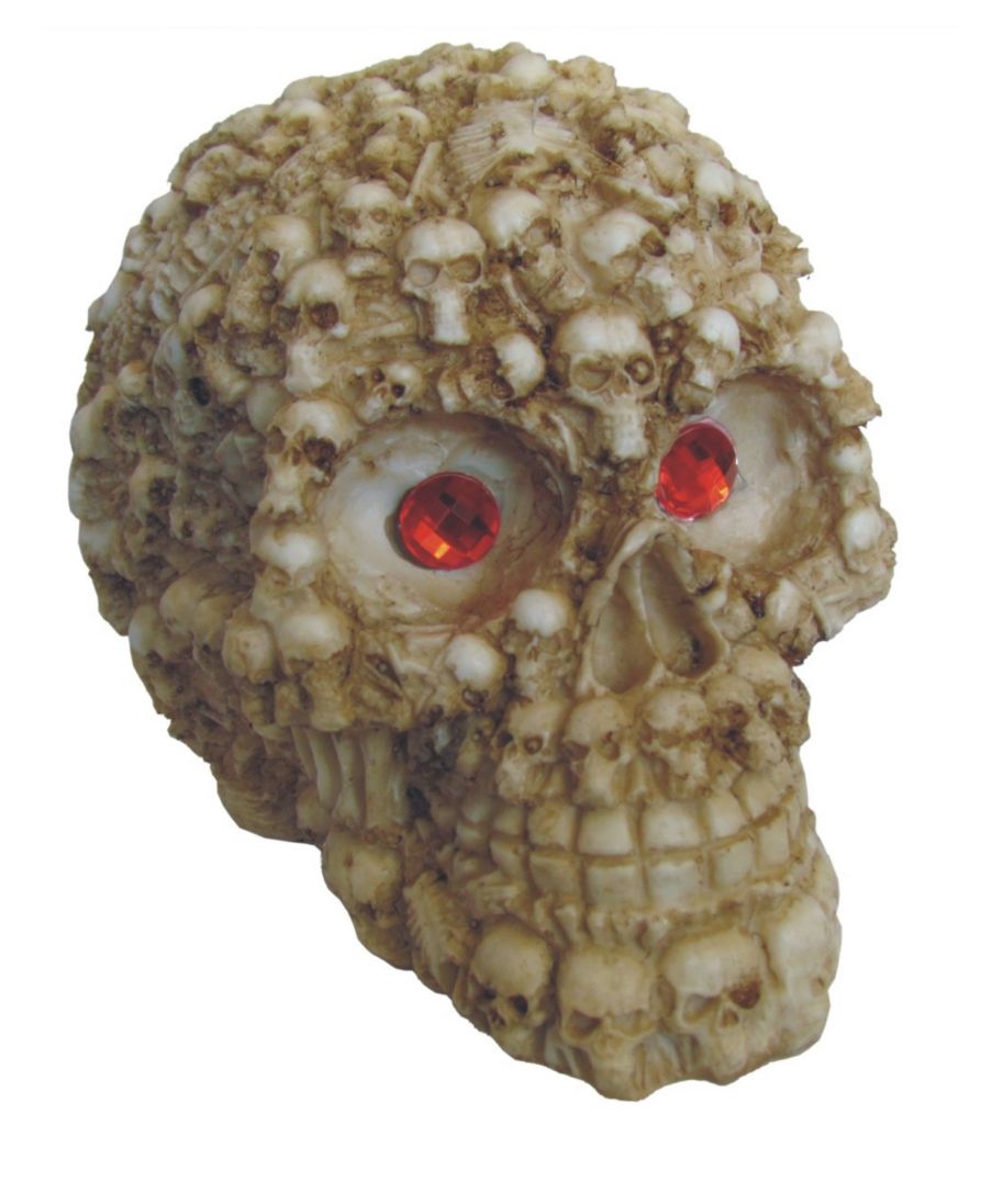 Skull Figurine, resin with red eyes