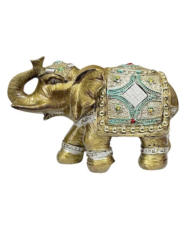Resin Elephant Gold/White