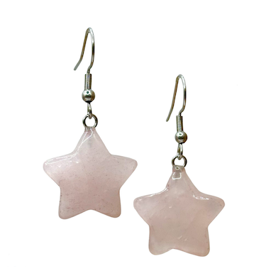 Rose Quartz Star Surgical Steel Earrings