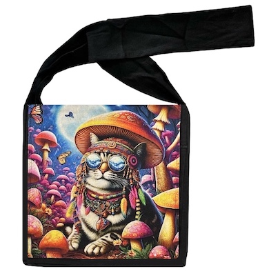 Hippy Cat Digital Print Cover Flap Bag