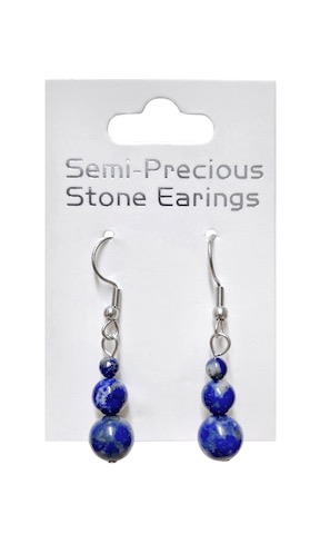 Lapis Lazuli Triple Bead Earrings Surgical Steel