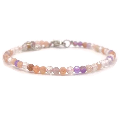 3mm Super 7 Faceted Bead Bracelet with Adjustable Chain