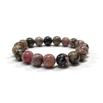 10mm Black Lace Rhodonite Beaded Bracelet