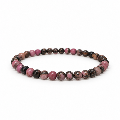 4mm Black Lace Rhodonite Beaded Bracelet