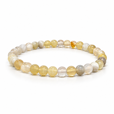 6mm Yellow Botswana Agate Beaded Bracelet 