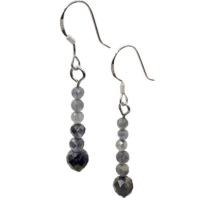 Iolite Sterling Silver Faceted Bead Earrings