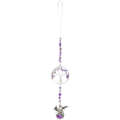 Amethyst Tree of Life + Dragon Hanging