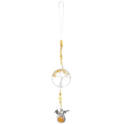 Yellow Jade Tree of Life + Dragon Hanging