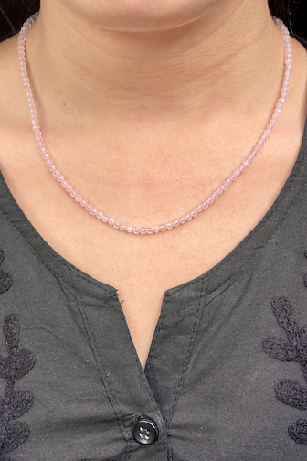 3mm Rose Quartz Faceted Semi-Precious Stone Necklace