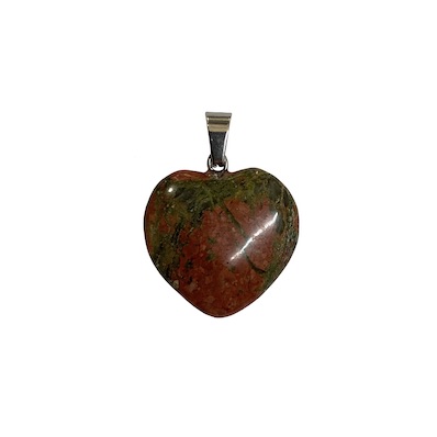 25mm Unakite Heart Pendant