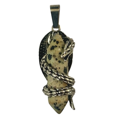 3 x Dalmation Jasper Dragon Point Pendant