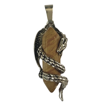 3 x Picture Jasper Dragon Point Pendant
