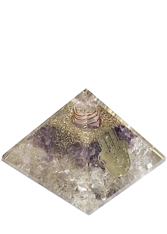 Small Amethyst & Clear Quartz Orgonite Pyramid 5.5cm