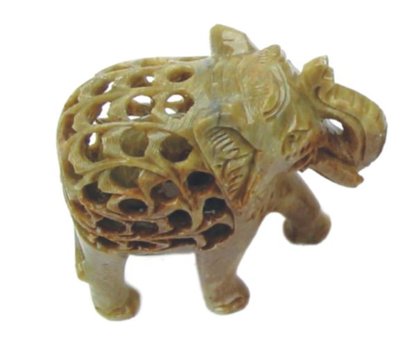 3 inch undercut lattice carved elephant with baby inside