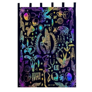 Witchy Symbol Tie-Dye Cotton Tab Curtain