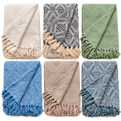 90x100inch Jacquard Diamond Cotton Throw Rug