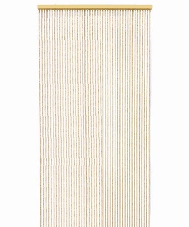 Wooden Beaded Door Curtains Beige Rectangular