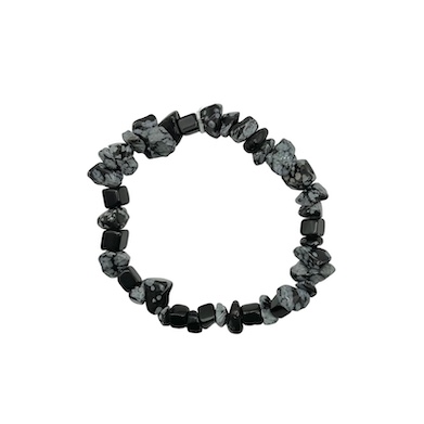 Snowflake Obsidian Crystal Chip Bracelet